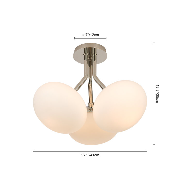 Nickel and Opal Glass 3-Light Globe Semi Flush Mount