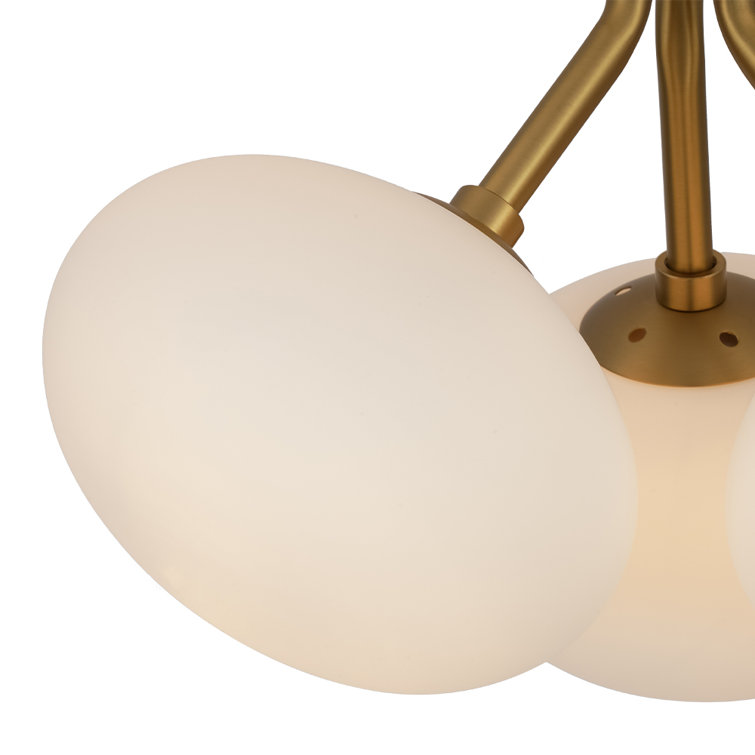 Luxurious Brass and Opal Glass 3-Light Globe Semi Flush Mount