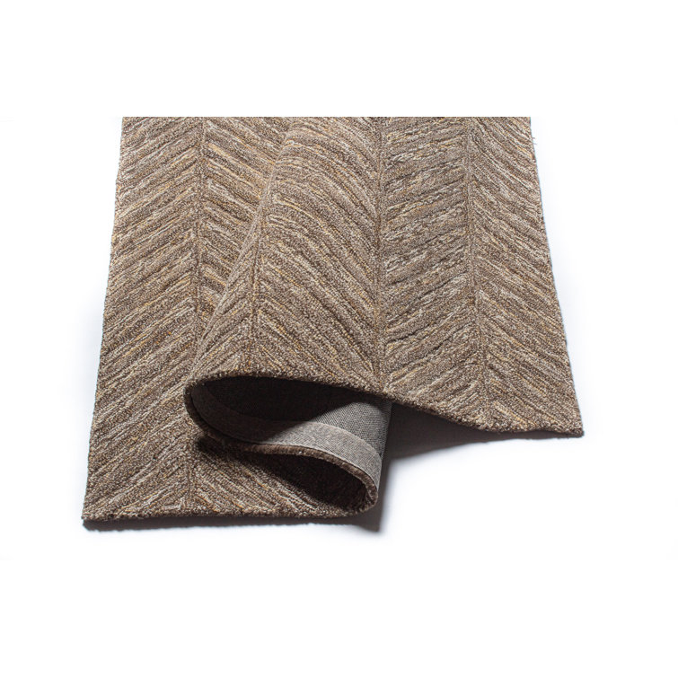 Handmade Taupe Wool Tufted Rectangular Area Rug