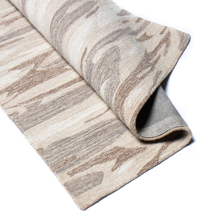 Beige Handmade Wool Runner Rug with Cotton Backing