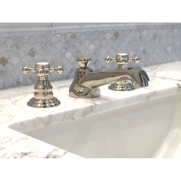 Elegant French Gold Brass Widespread Bathroom Faucet with Cross Handles