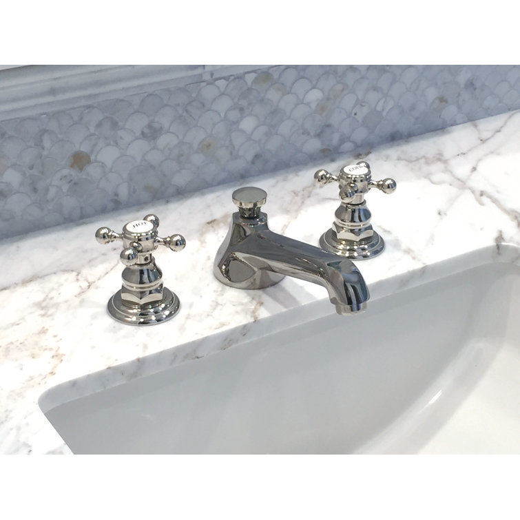 Elegant French Gold Brass Widespread Bathroom Faucet with Cross Handles