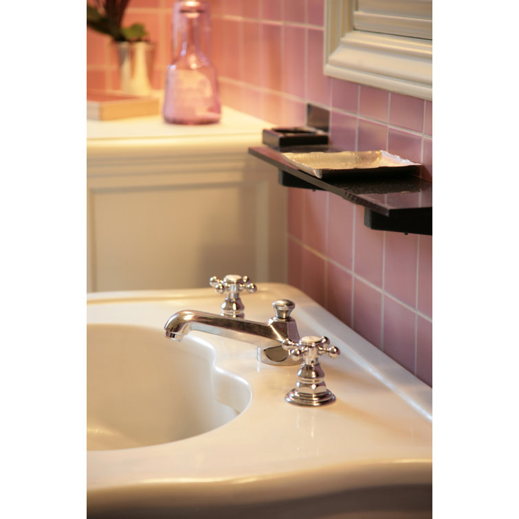 Elegant French Gold Brass Widespread Bathroom Faucet with Cross Handles