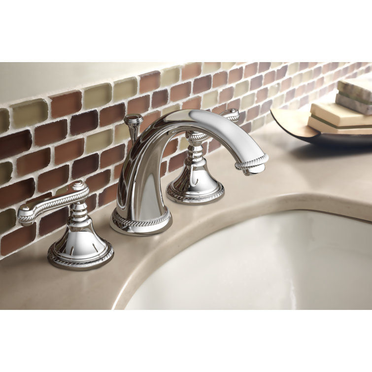 Amisa Stainless Steel Widespread Bathroom Faucet with Drain Assembly