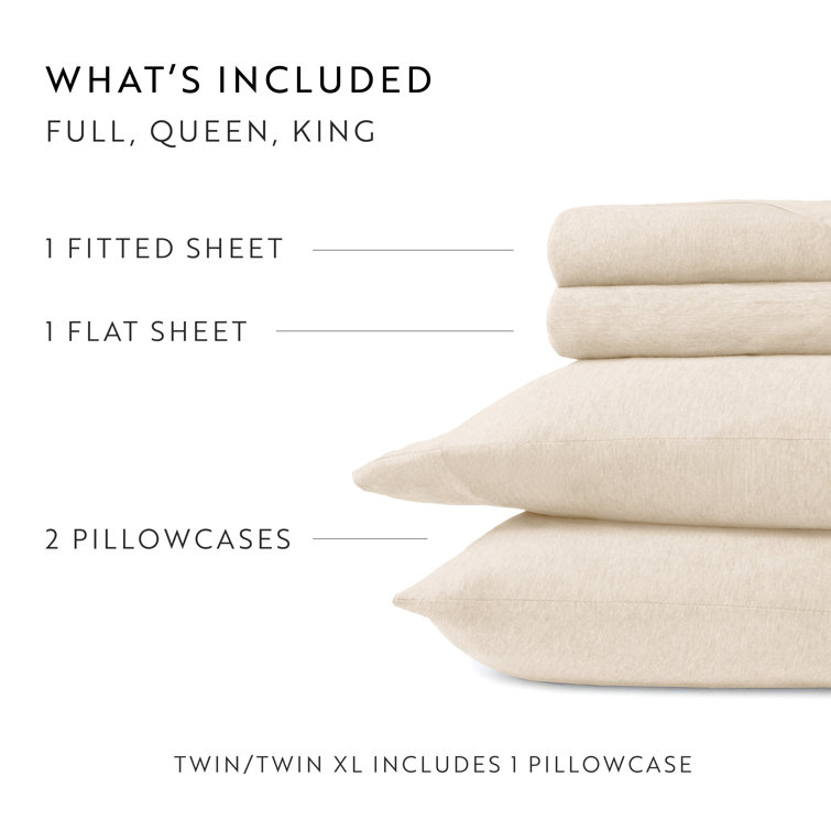 Twin XL Oatmeal Cotton Jersey Knit Bedding Set
