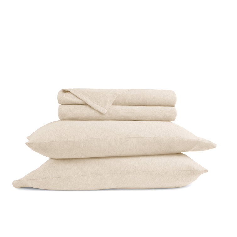 Twin XL Oatmeal Cotton Jersey Knit Bedding Set
