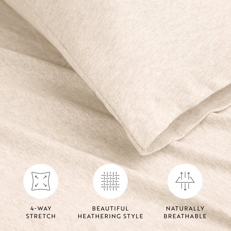 Twin XL Oatmeal Cotton Jersey Knit Bedding Set