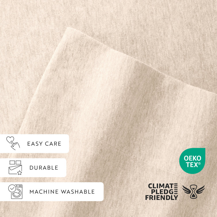 Twin XL Oatmeal Cotton Jersey Knit Bedding Set