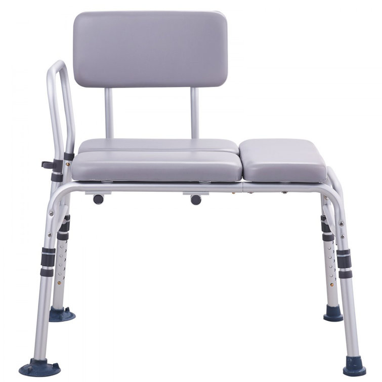 Gray PVC Adjustable Bathtub Transfer Bench with Padded Seat
