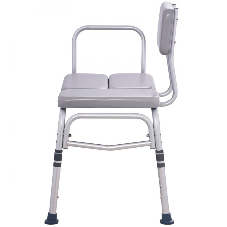 Gray PVC Adjustable Bathtub Transfer Bench with Padded Seat