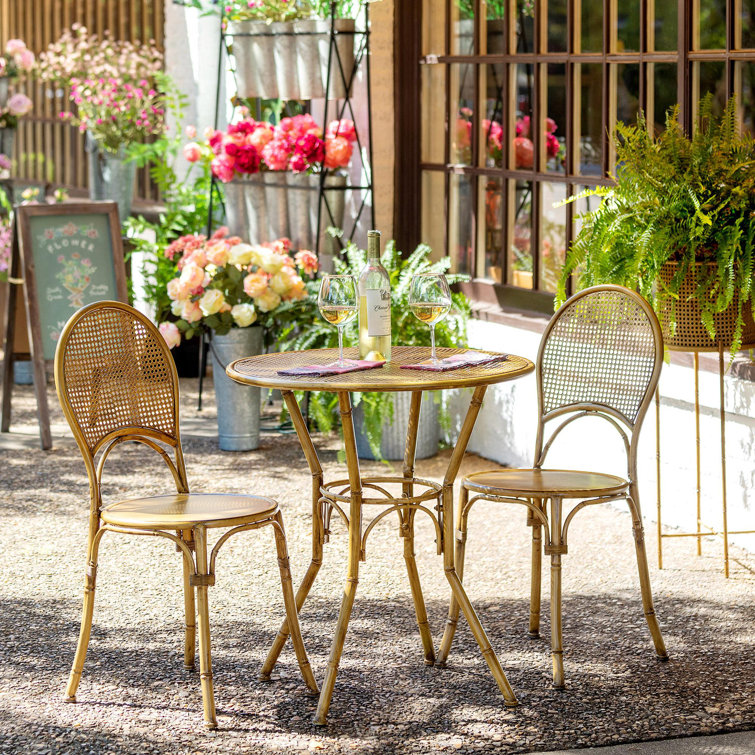 Roanoke Gray Metal Bistro Table for Porch or Sunroom