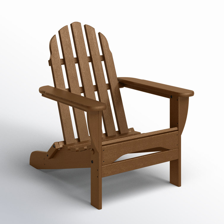 Eco-Friendly Dark Teak Polywood Folding Adirondack Chair