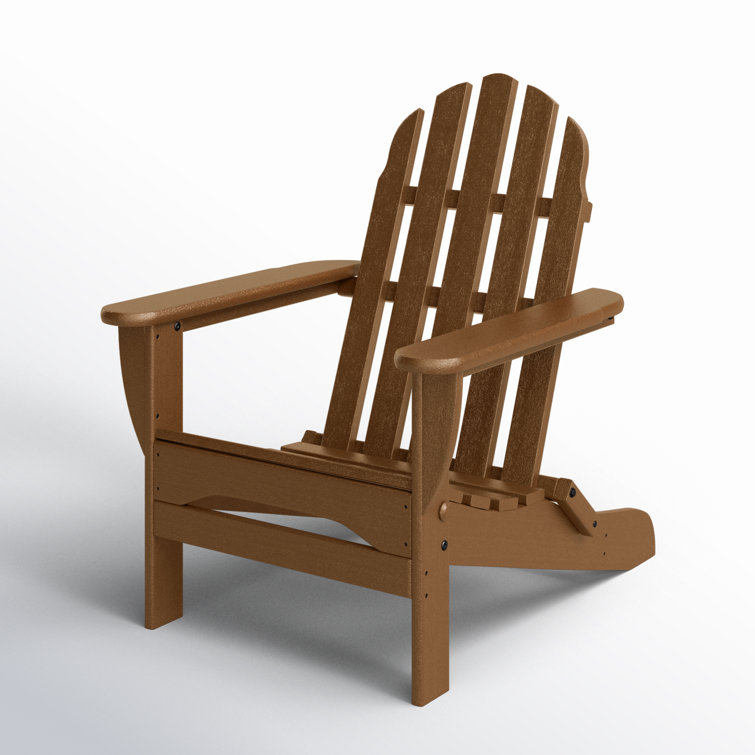 Eco-Friendly Dark Teak Polywood Folding Adirondack Chair