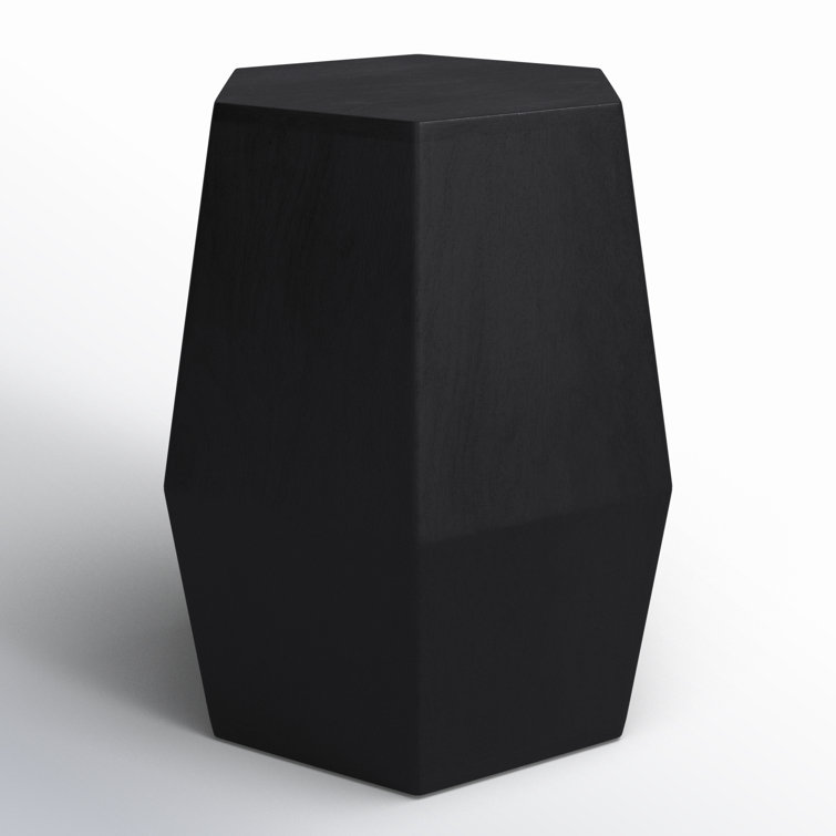 Round Dark Brown Wood and Gold Metal Accent Table