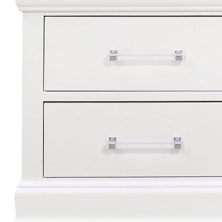 Charlie White Acrylic-Handled 2-Drawer Nightstand with LED