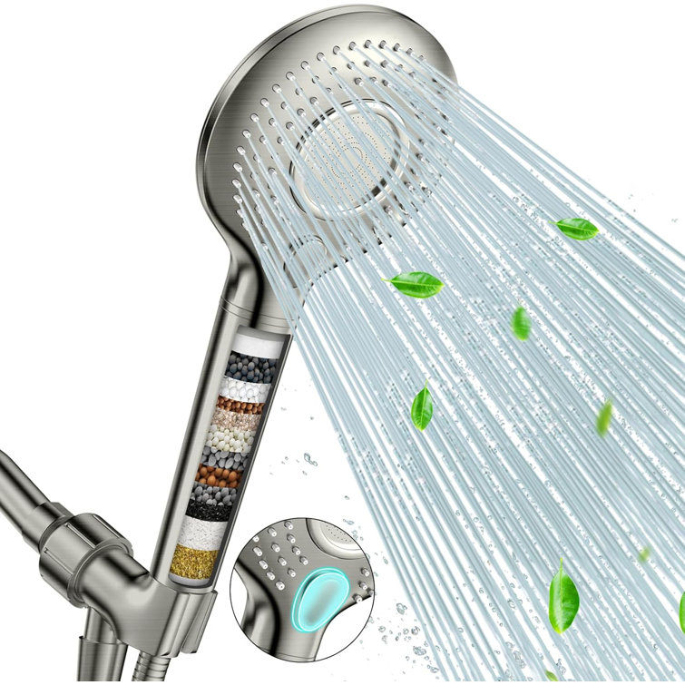 Brushed Nickel Handheld Filtered Shower Head with 3 Spray Modes