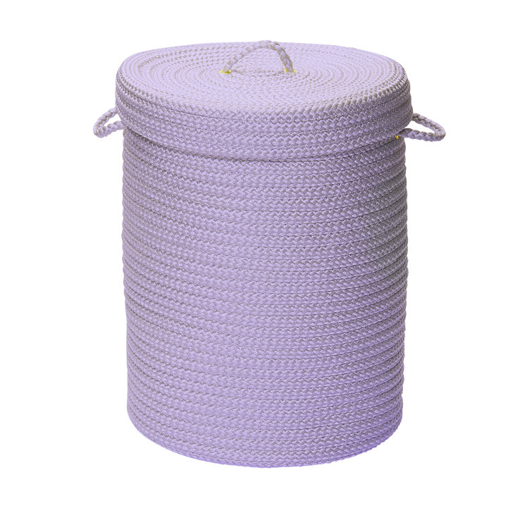 Small Amethyst Braided Polypropylene Upright Hamper with Lid