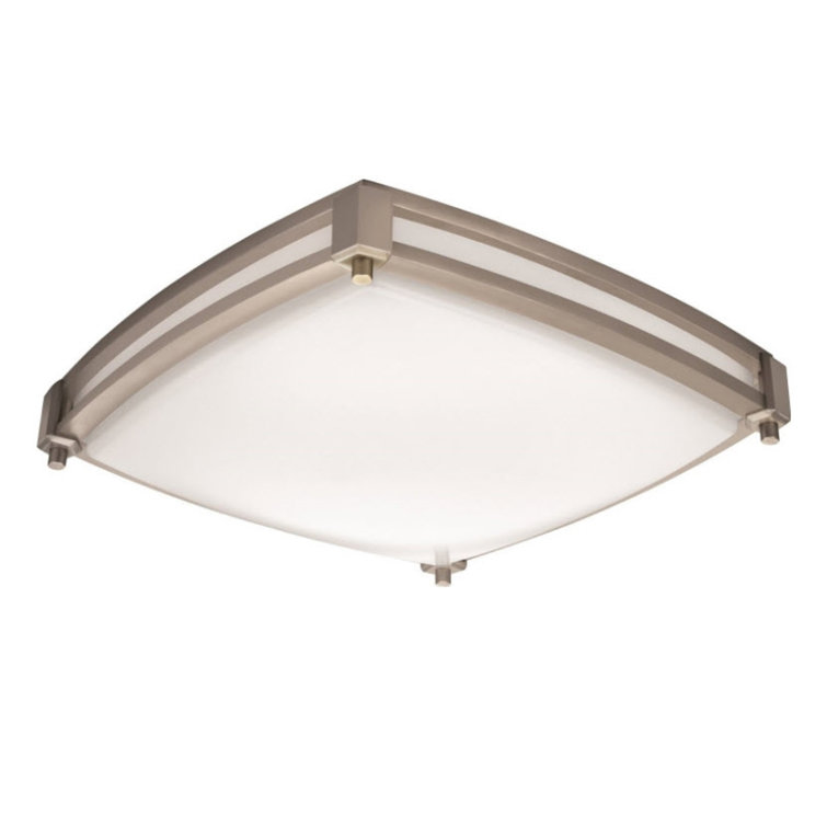 Sleek Nickel Square LED Flush Mount with White Acrylic Shade