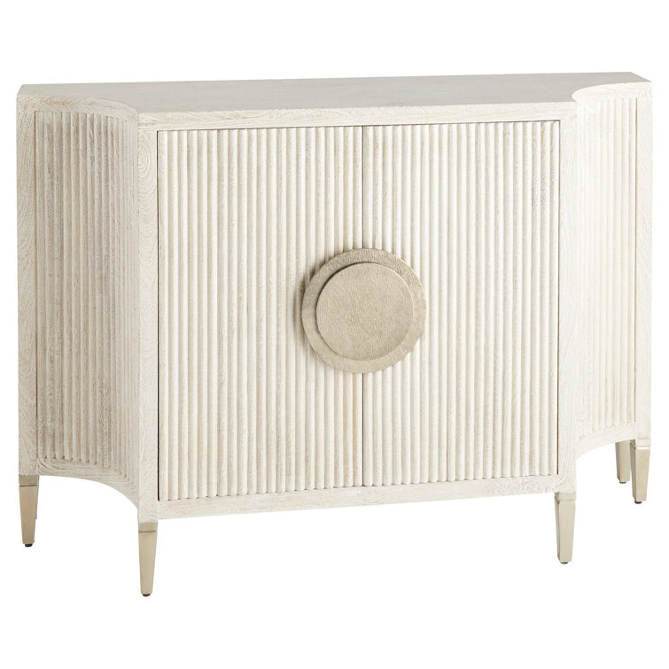 White Solid Wood Paneled Two-Door Accent Cabinet
