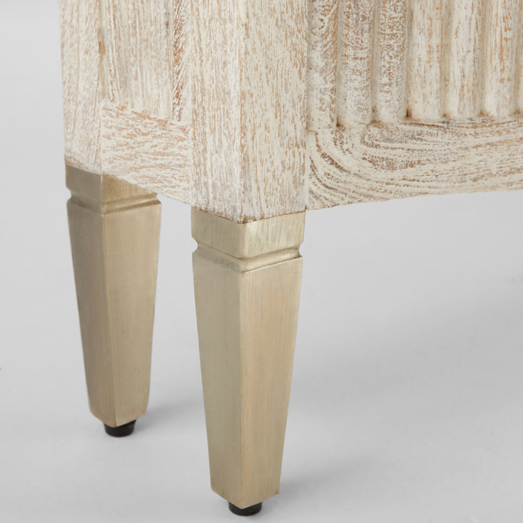 White Solid Wood Paneled Two-Door Accent Cabinet