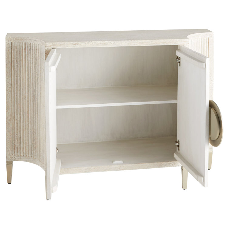 White Solid Wood Paneled Two-Door Accent Cabinet