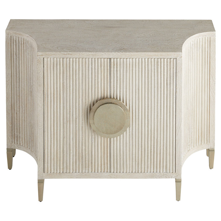 White Solid Wood Paneled Two-Door Accent Cabinet