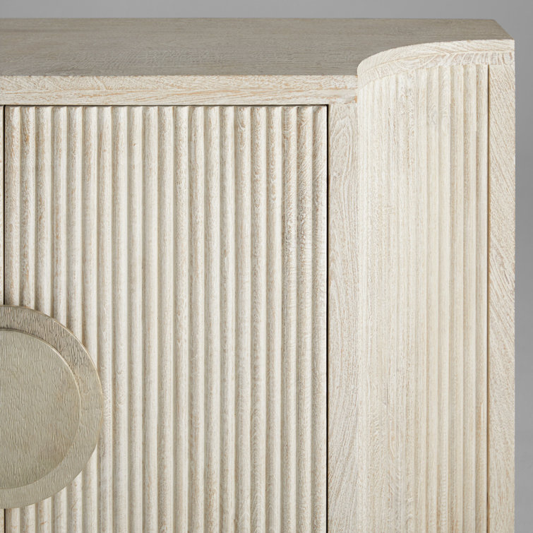 White Solid Wood Paneled Two-Door Accent Cabinet