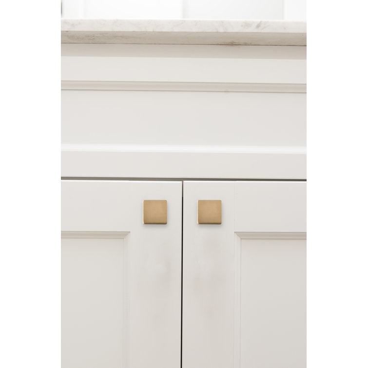 Brushed Golden Brass Square Cabinet Knob 10-Pack