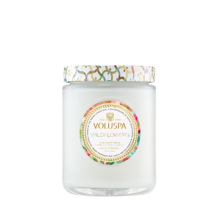Floral Scented White Glass Jar Candle with Decorative Lid