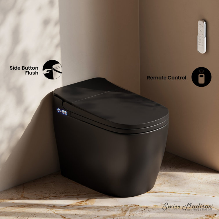 Matte Black High Efficiency One Piece Smart Toilet with Heated Bidet