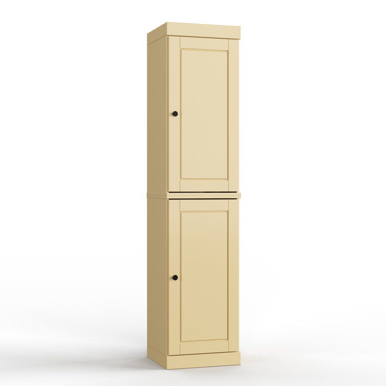 Tall Yellow Solid Wood Cabinet with Adjustable Shelving