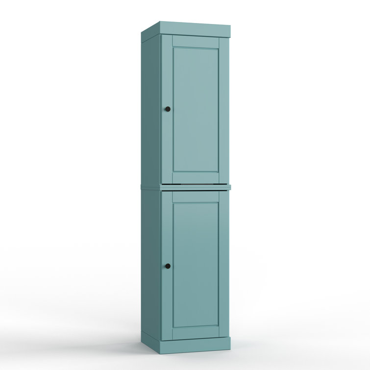 Aqua Solid Wood Tall Cabinet with Adjustable Shelving