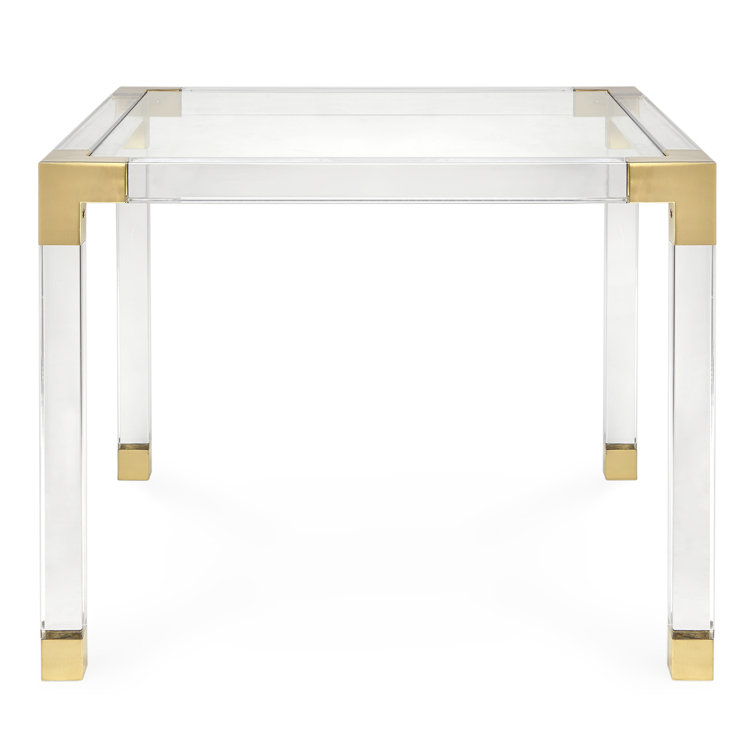 Clear Acrylic and Brass Rectangular Game Table