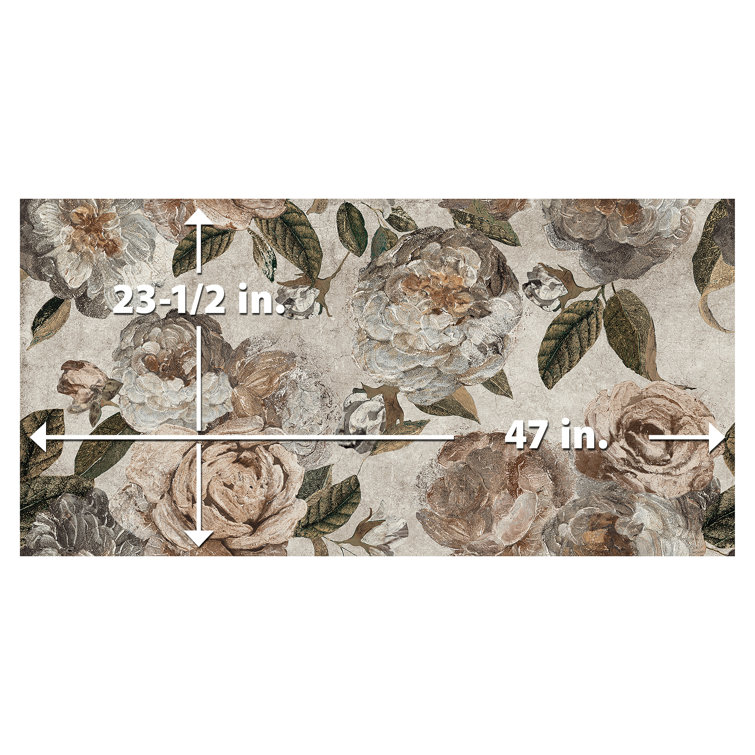 Large Beige Floral Matte Porcelain Wall and Floor Tile