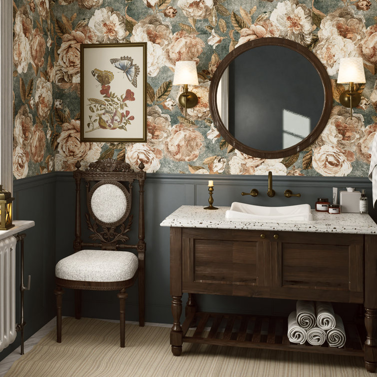 Large Beige Floral Matte Porcelain Wall and Floor Tile