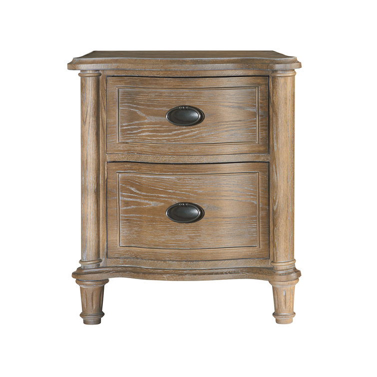 Devon Traditional Brown Wood 2-Drawer Nightstand