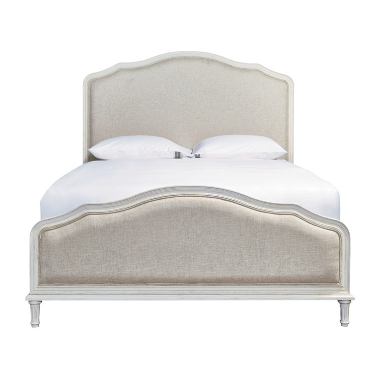 Amity King-Size Whitewash Oak Bed with Upholstered Headboard