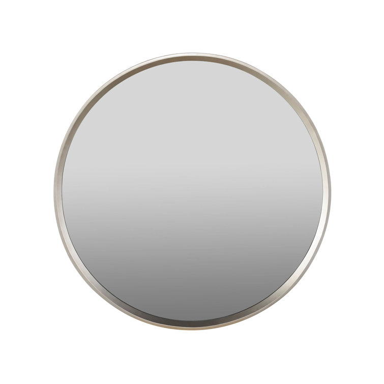 Nomad Round Silver Wood Mirror with Beveled Glass