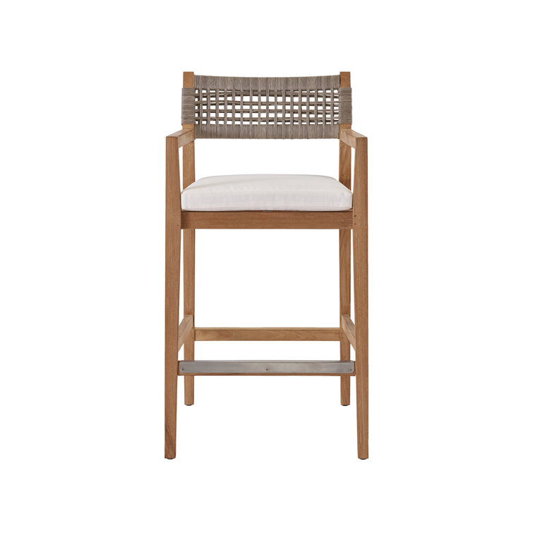 Chesapeak White Coastal 29'' Bar Stool with Wicker Accents