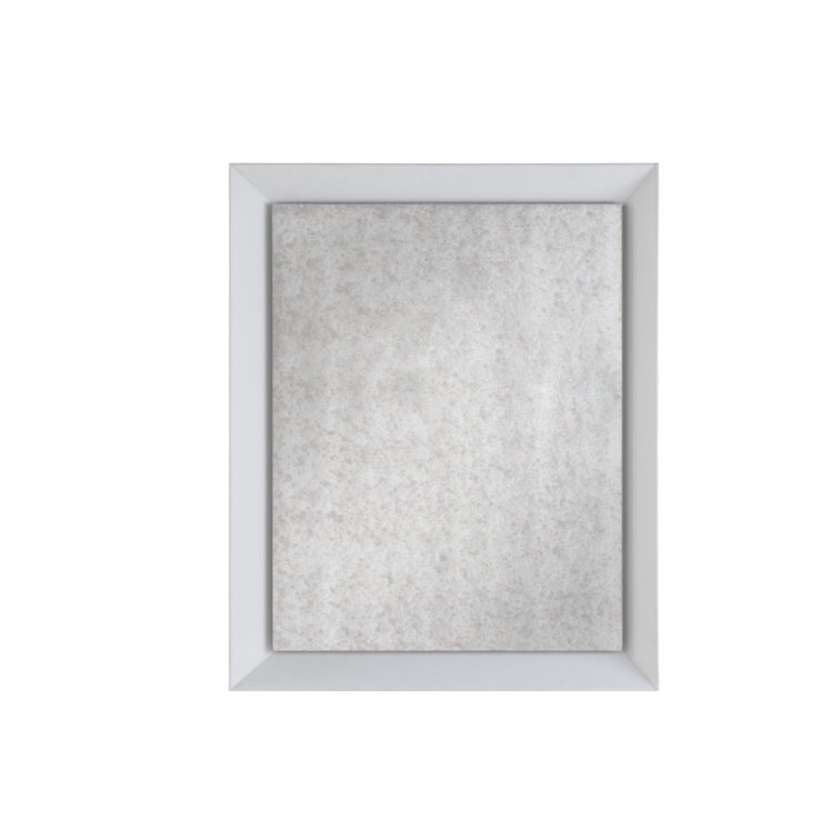 Cream Leather and Wood Transitional Mirror