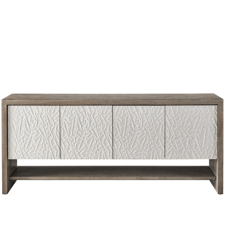 Weathered Oak and Cream 72'' Rectangular Sideboard with Storage