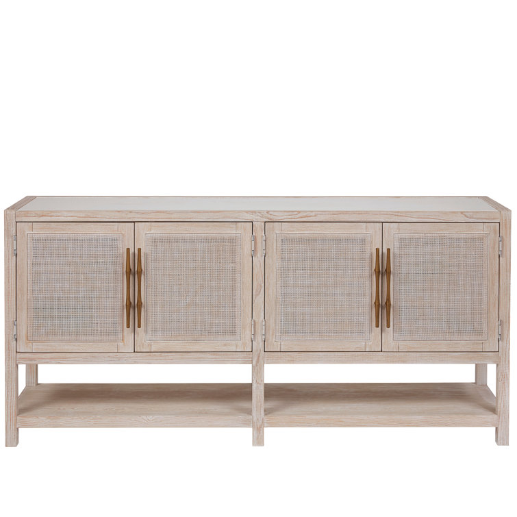 Beige Transitional 76'' Sideboard with Bronze Hardware