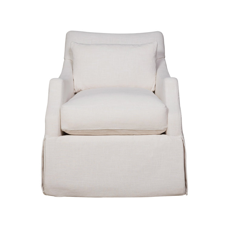 Transitional Cream Swivel Accent Chair with Kidney Pillow