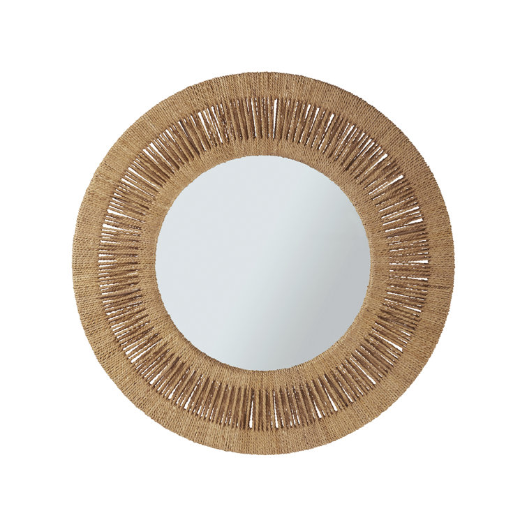 Transitional Brown Rectangular Wood Wall Mirror