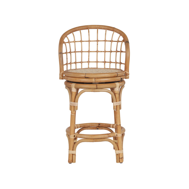 Natural Brown Rattan Swivel Counter Stool