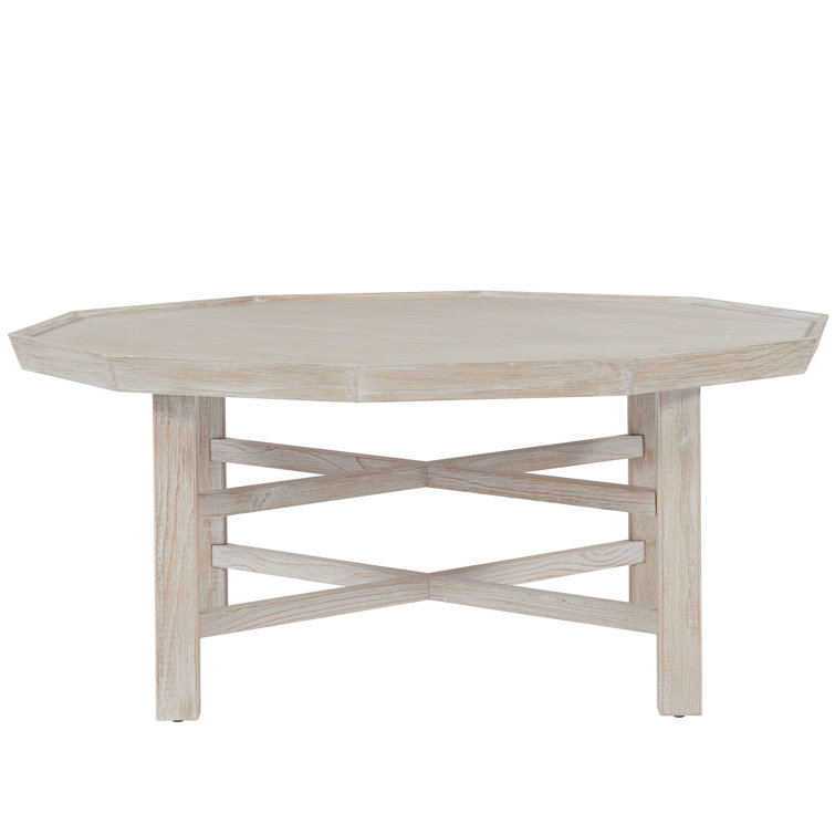 Beige Oak Octagonal Transitional Cocktail Table