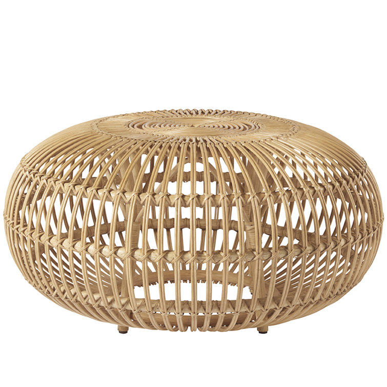 Coastal Charm Round Rattan Coffee Table, 36" Brown