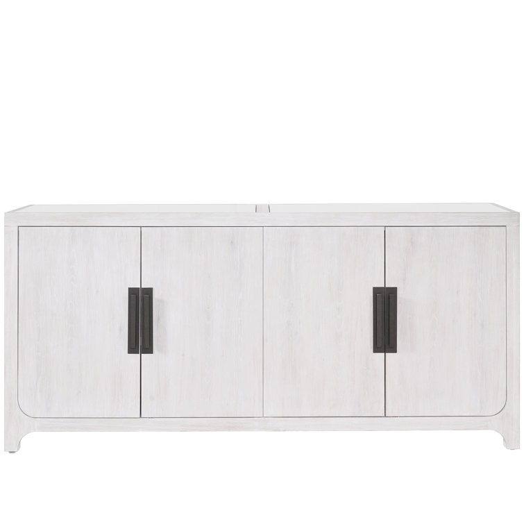 Blair 78" Weathered White Wood Credenza with Stone Top
