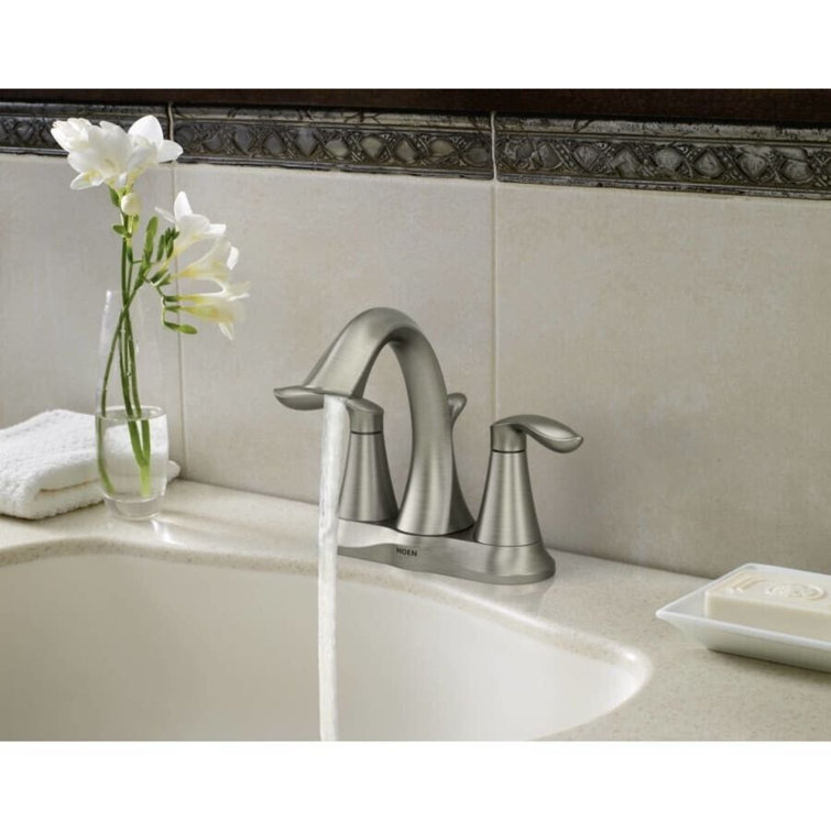 Eva Brushed Nickel 4-Inch Centerset Bathroom Faucet with Drain Assembly