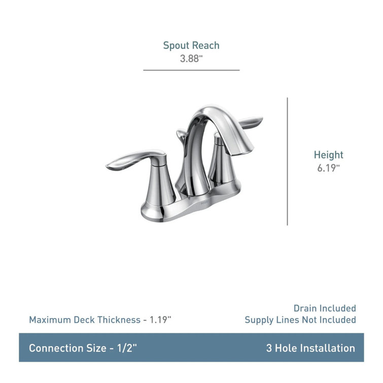 Eva Brushed Nickel 4-Inch Centerset Bathroom Faucet with Drain Assembly